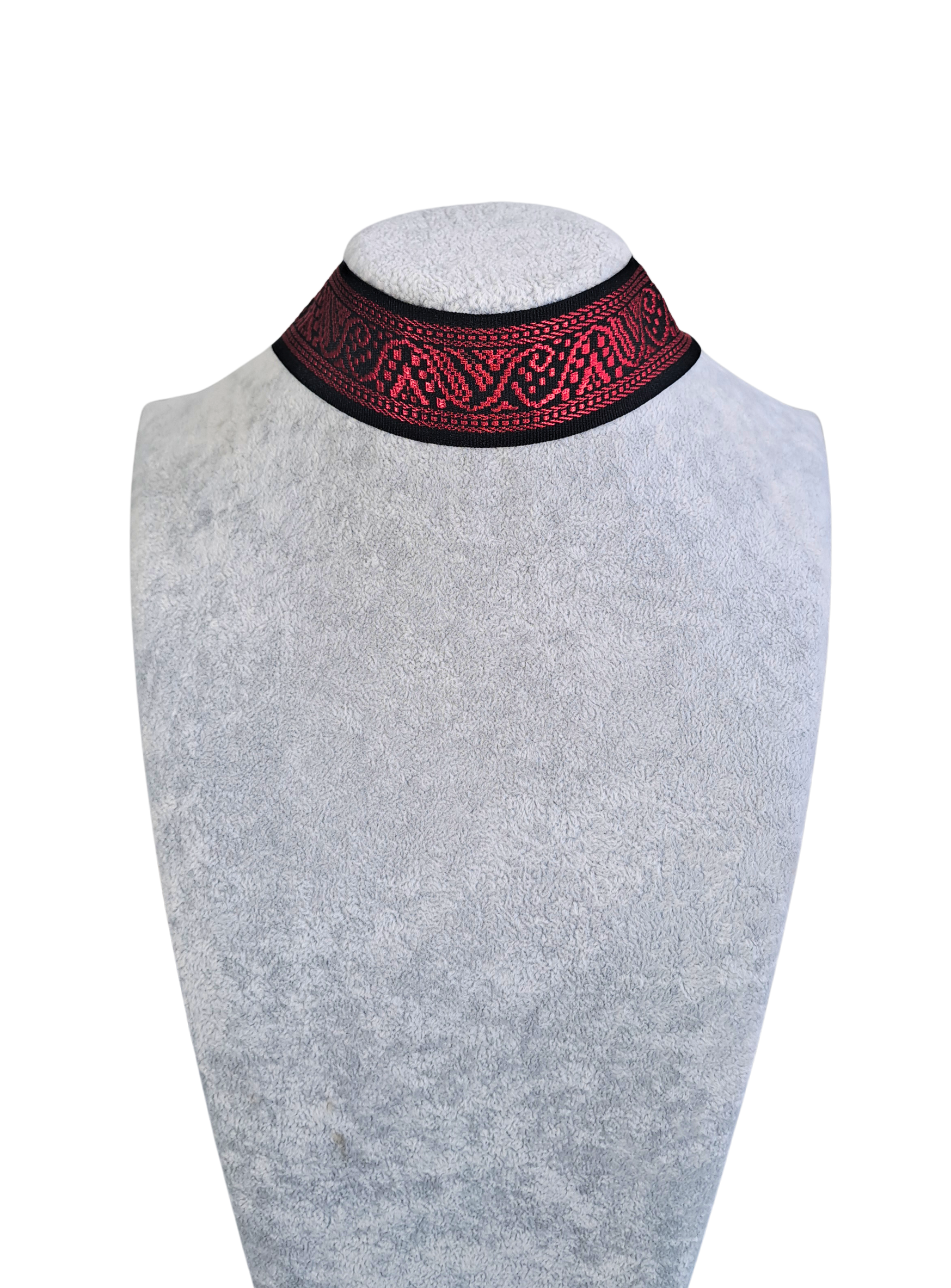 Red Pattern on Black Choker
