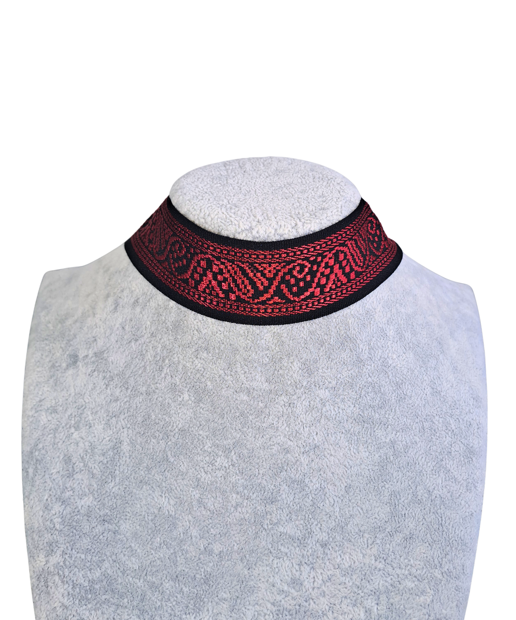 Red Pattern on Black Choker