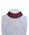 Red Pattern on Black Choker