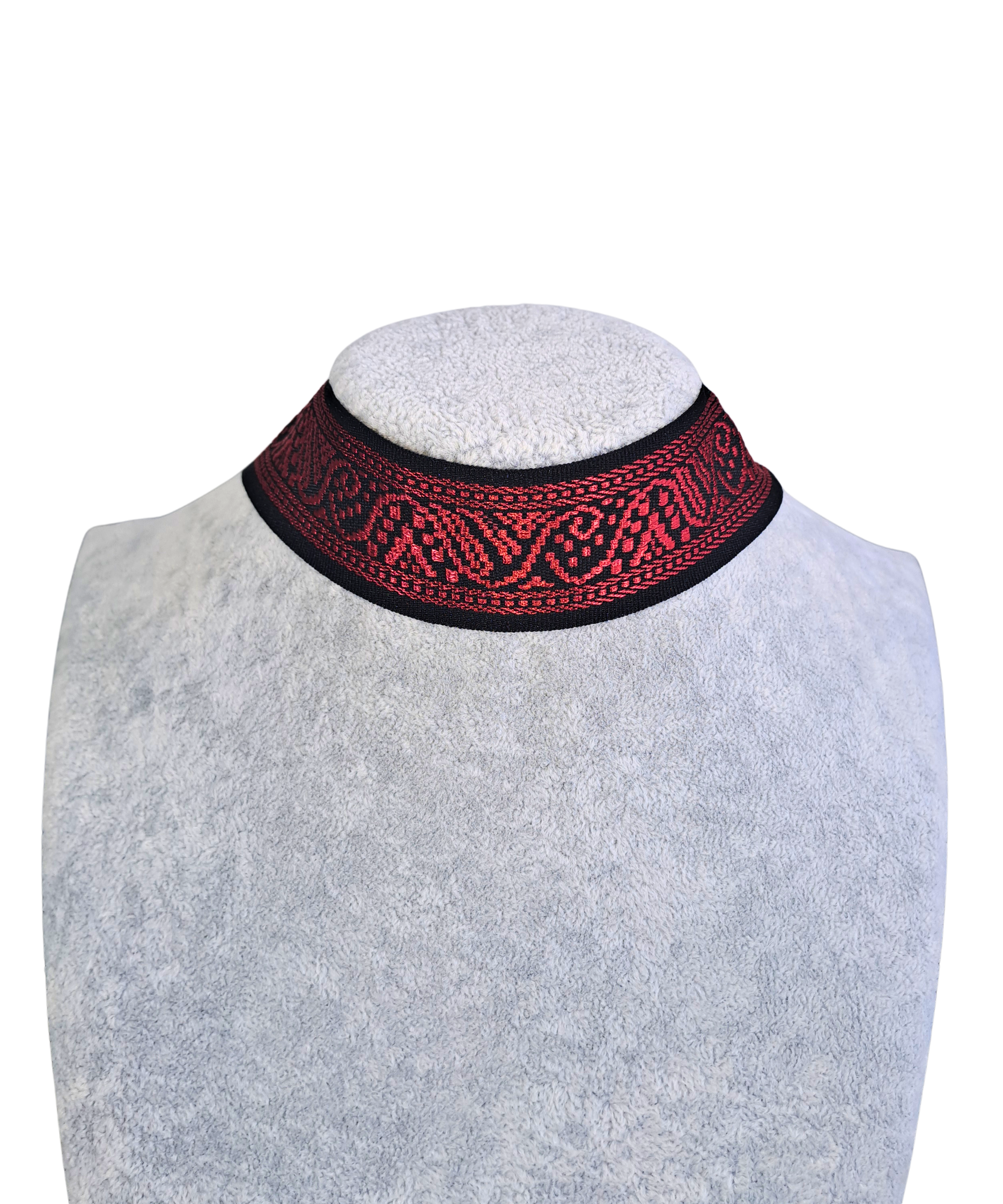 Red Pattern on Black Choker