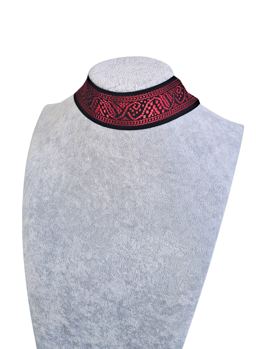 Red Pattern on Black Choker