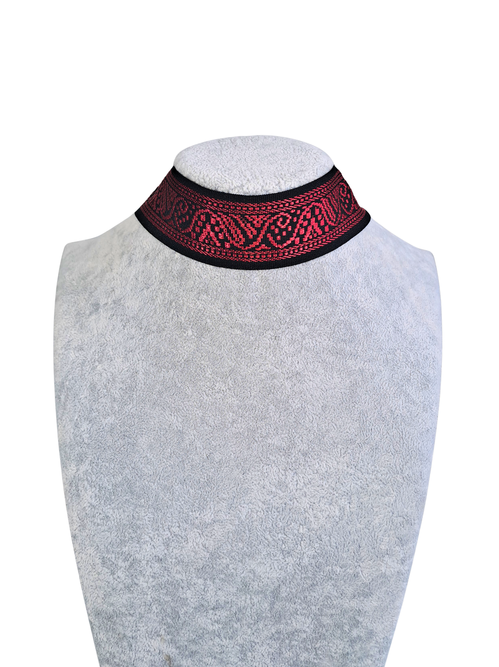 Red Pattern on Black Choker