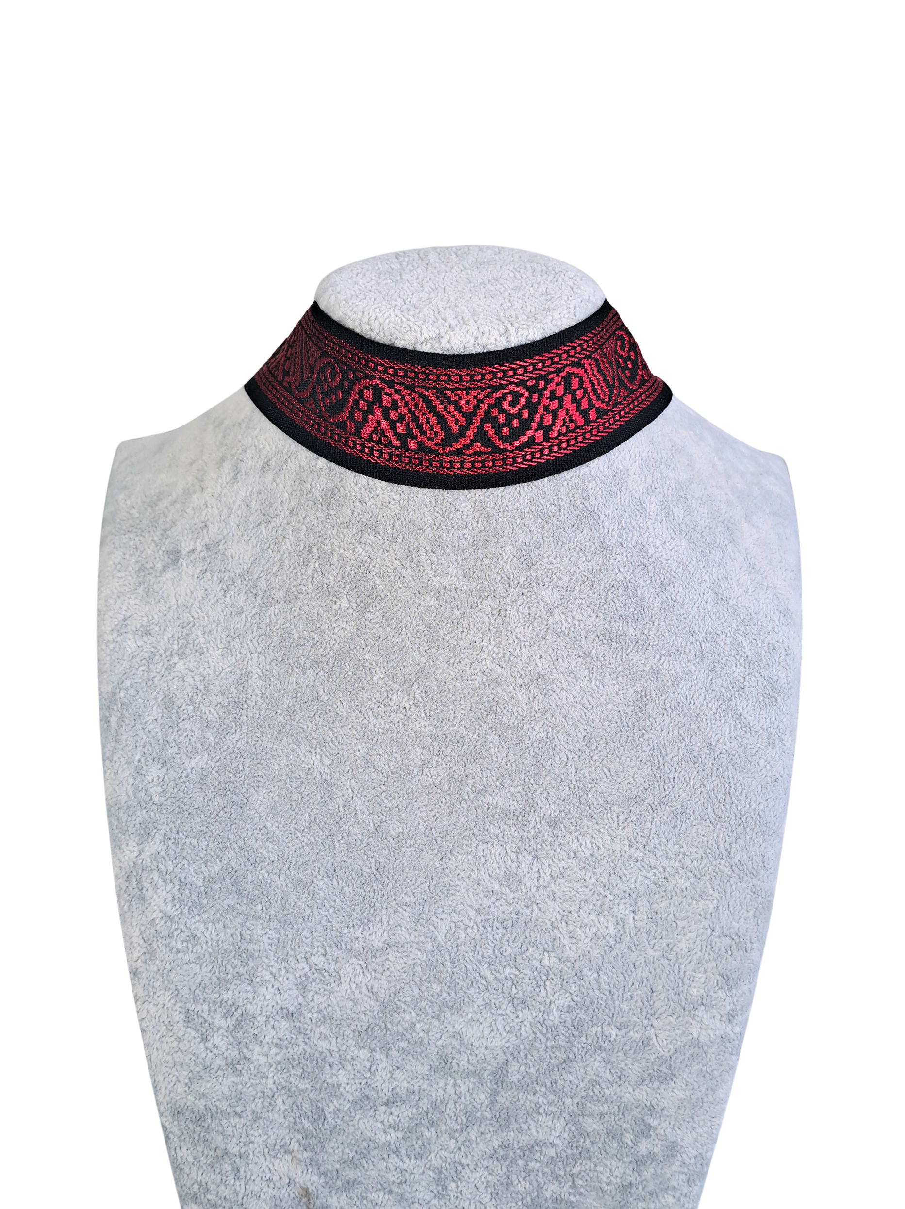 Red Pattern on Black Choker